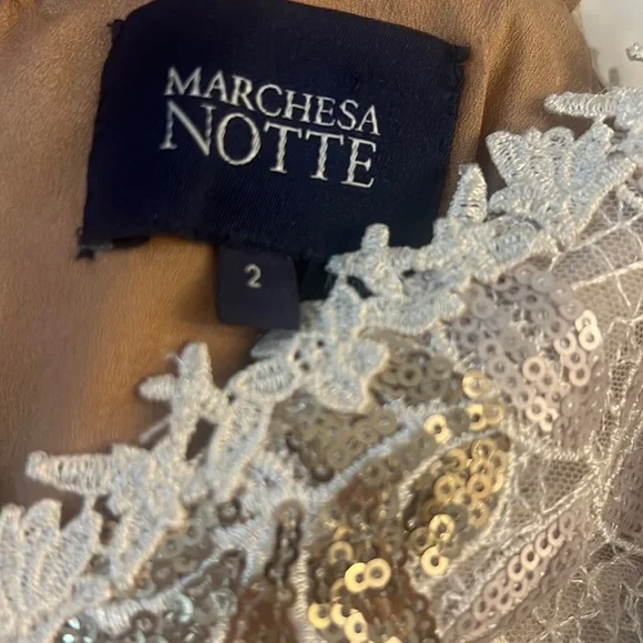 MARCHESA NOTTE Floral Sequin Gown Size 2 - Picture 9 of 11
